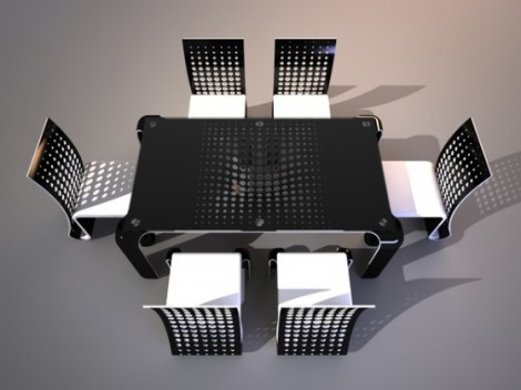 Chair with a pattern of holes by Svilen Gamolov