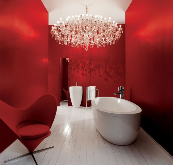 Bathroom Inspiration with Red Color Idea from Laufen