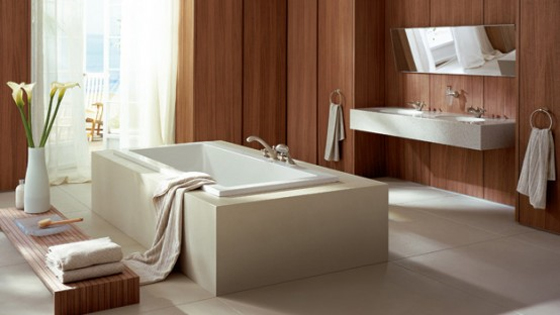 Bathroom with Wooden Walls By axor