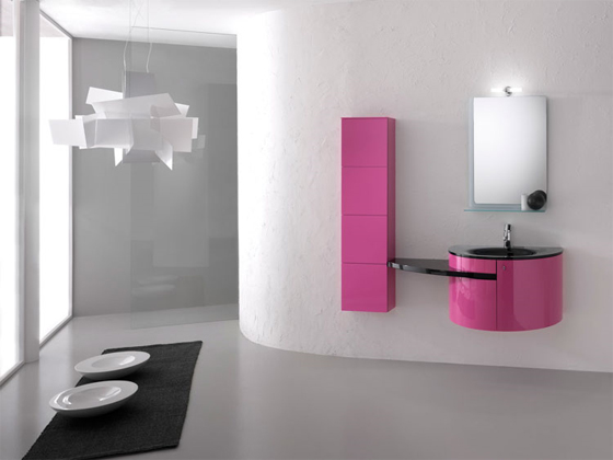 Modern Bathroom with Pink Color Furniture from Foster