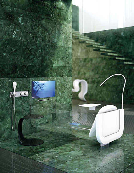 Modern Bathtub with Clear Glass by Glass Idromassaggio