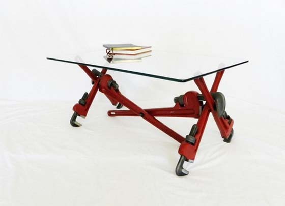 Glass Coffee Table with Sturdy Legs by Jonathan Niemuth