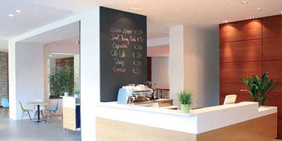 a Small Reception Interior in Hotel Daniel by Werner Aisslinger