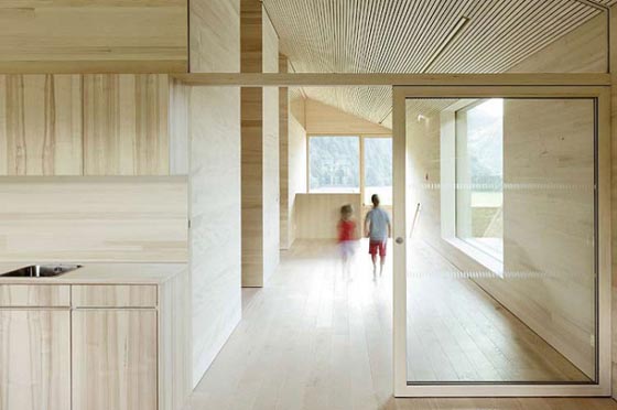 Wood Interior House with Glass Door