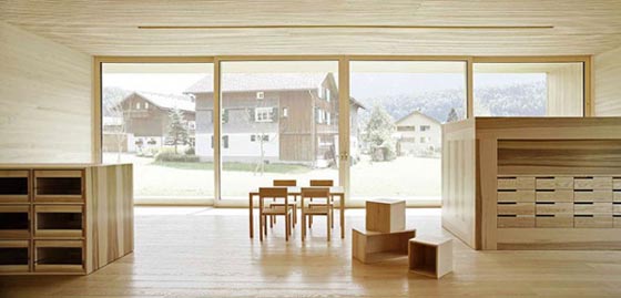 Wood Interior House with Large windows